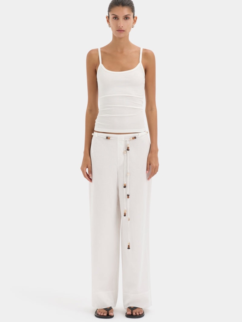 Sir. Azure Wide Leg Cotton Pants w/ beaded belt